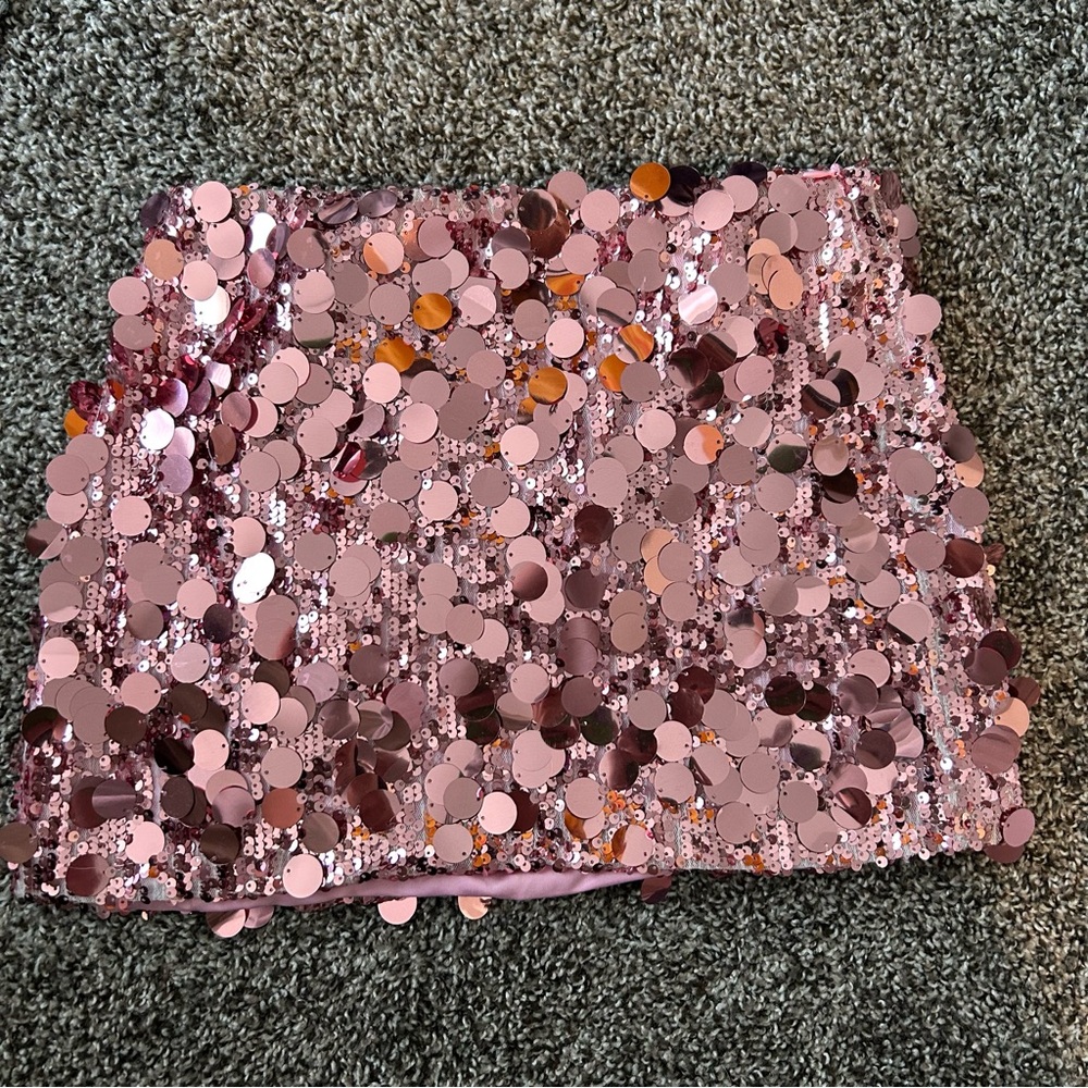 Edikted pink low rise sequin mini skirt